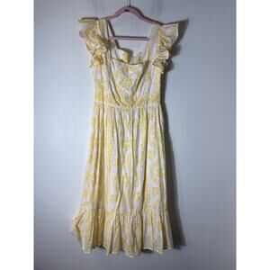 NWT Monsoon and Beyond Yellow and White Flutter Sleeve Maxi Dress Sz XS
